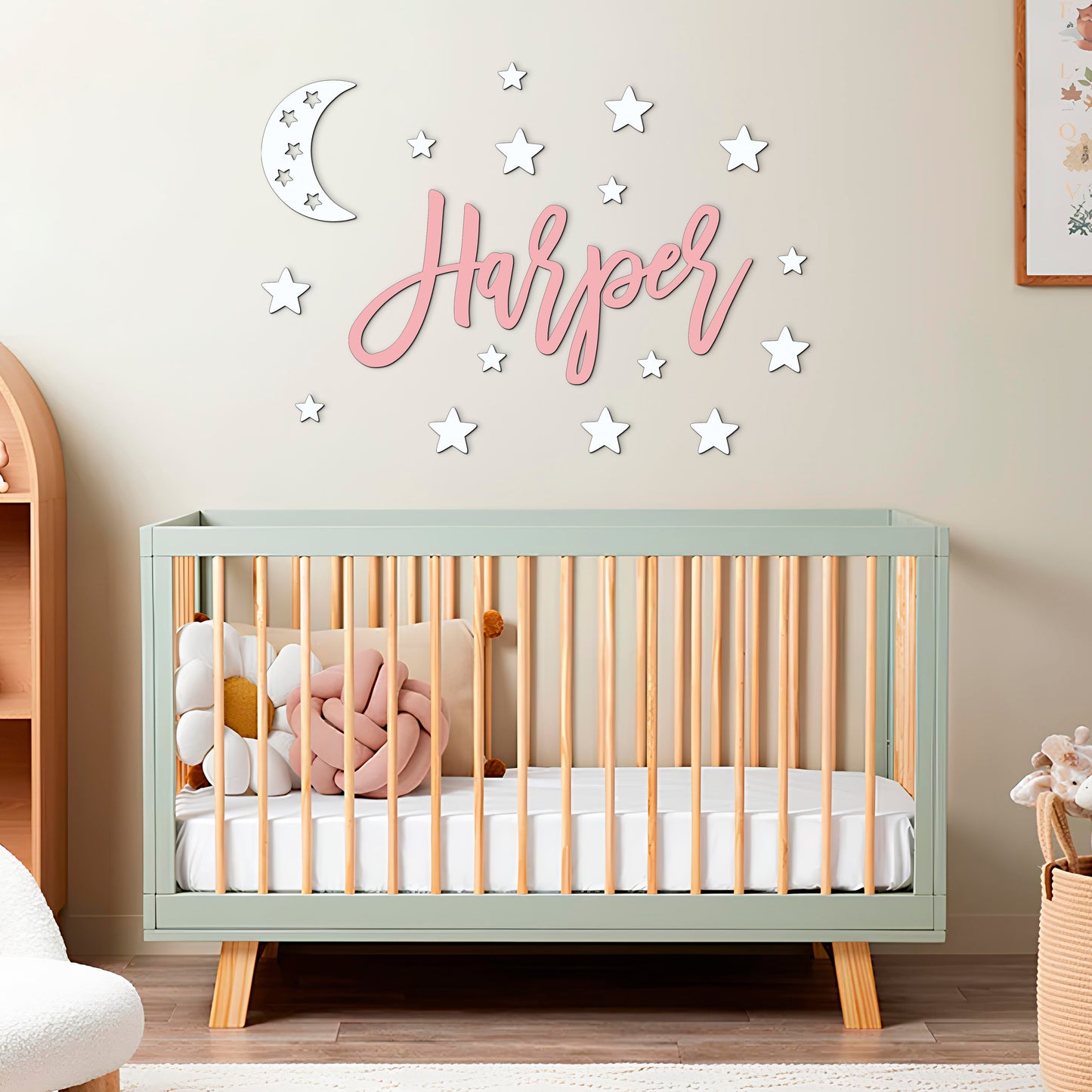 Personalized Wooden Name Sign with stars
