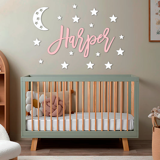 Personalized Wooden Name Sign with stars