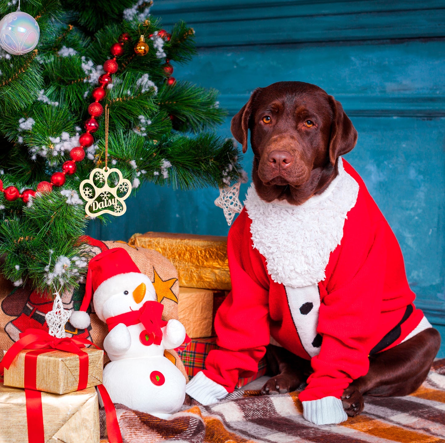 Personalized Wooden Pet Name Paw Print Christmas Ornament Custom Dogs Name Ornaments