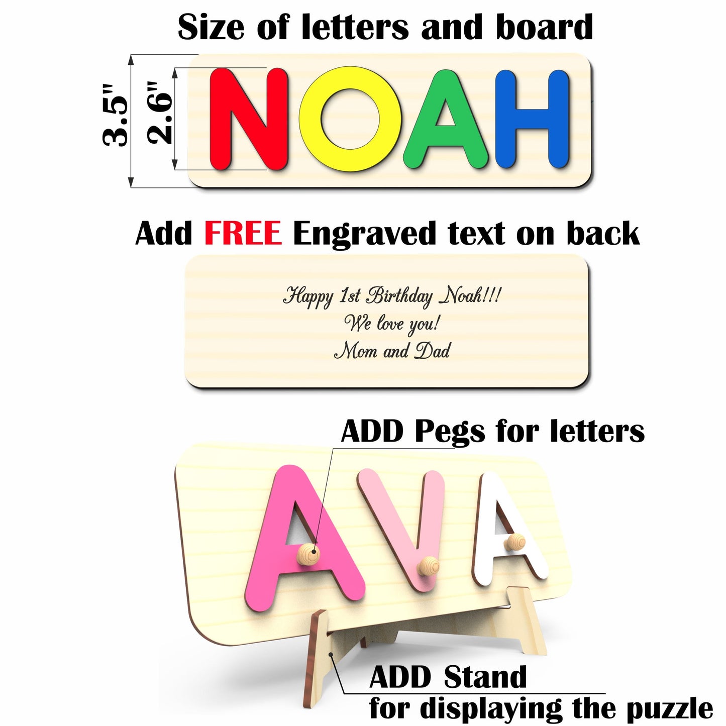 SPECIAL OFFER-Wooden Name Puzzle with FREE Wooden Numbers Puzzle
